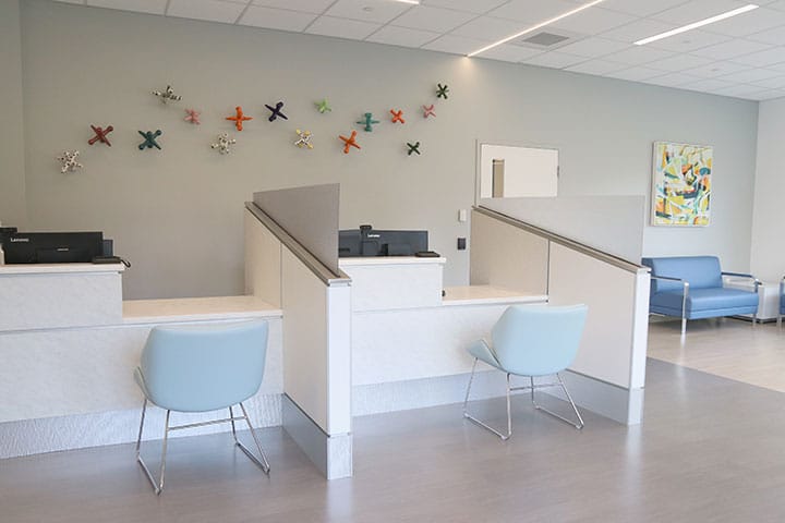 Registration desk at the Holden pediatrics waiting room