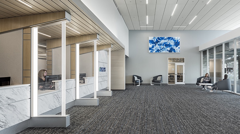 Lobby with multiple registration desks